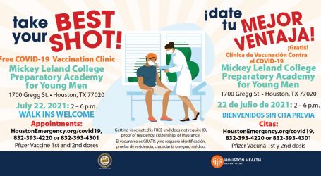 Free COVID-19 vaccinations available at 22 Houston Health Department-affiliated sites week of July 19, 2021