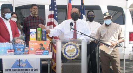 Mayor Sylvester Turner, members of the Haitian community, and local partners announce donation and supply drive for Haiti 