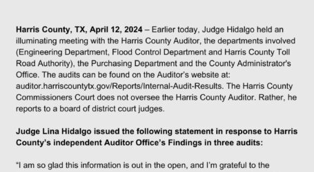 Please see Judge Hidalgo’s statement below: